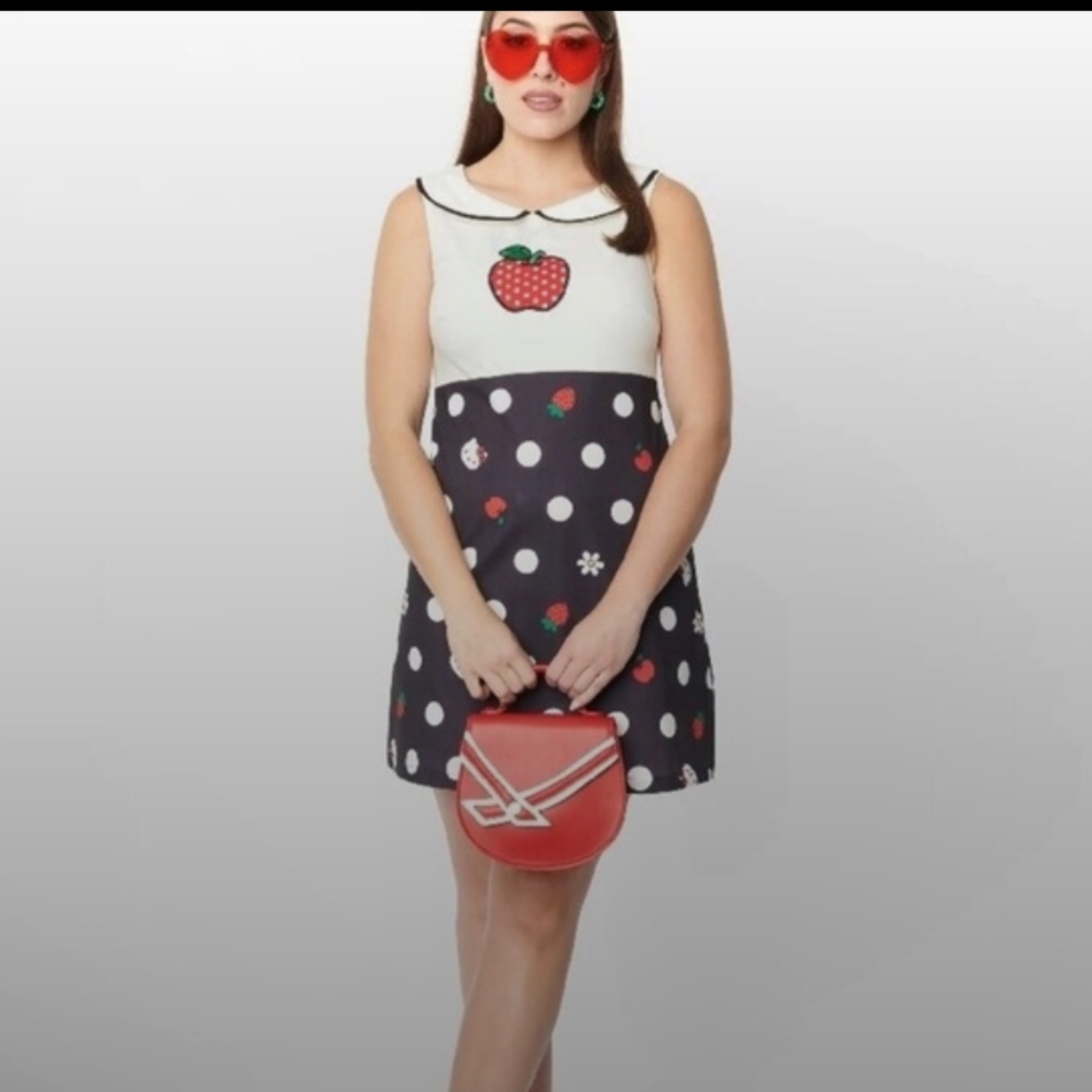 Smak Parlour/Unique Vintage Hello Kitty White and Red Apple Dress Size 1x/16